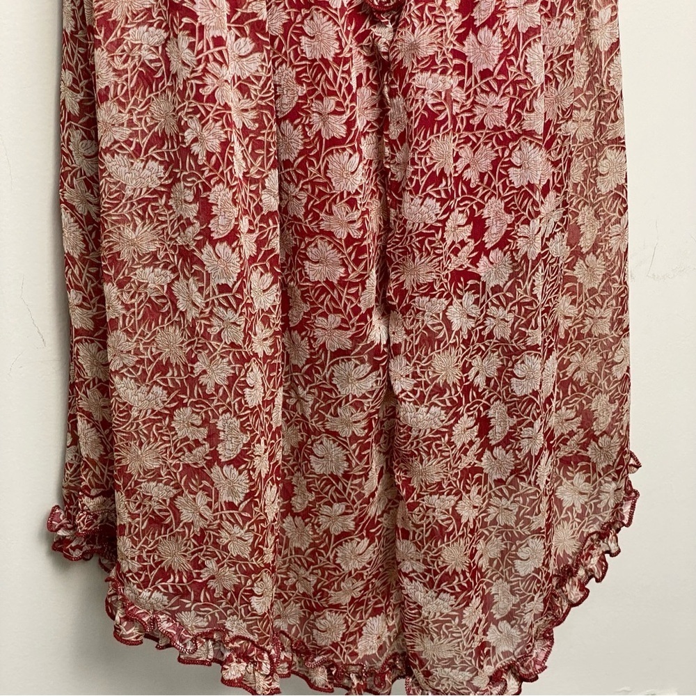 Saints + Secrets High Neck Chiffon Ruffle Dress.Tie Waist Size M - Picture 12 of 16
